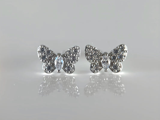 Butterfly zirconia stud earrings