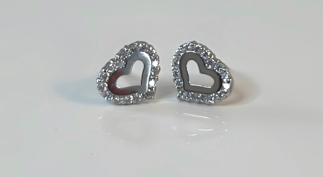 Heart zirconia earrings